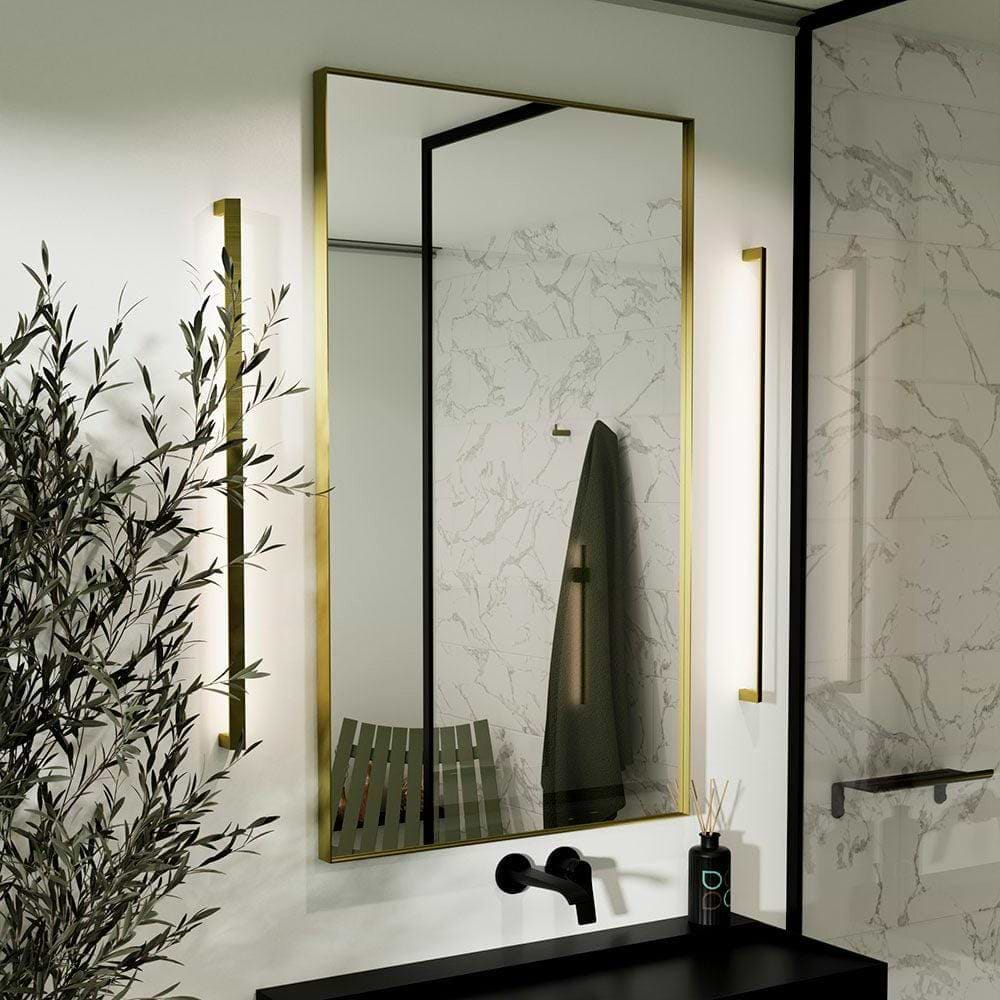 Newington Rectangular Mirror 60x80cm Brushed Brass - Hyperion Tiles