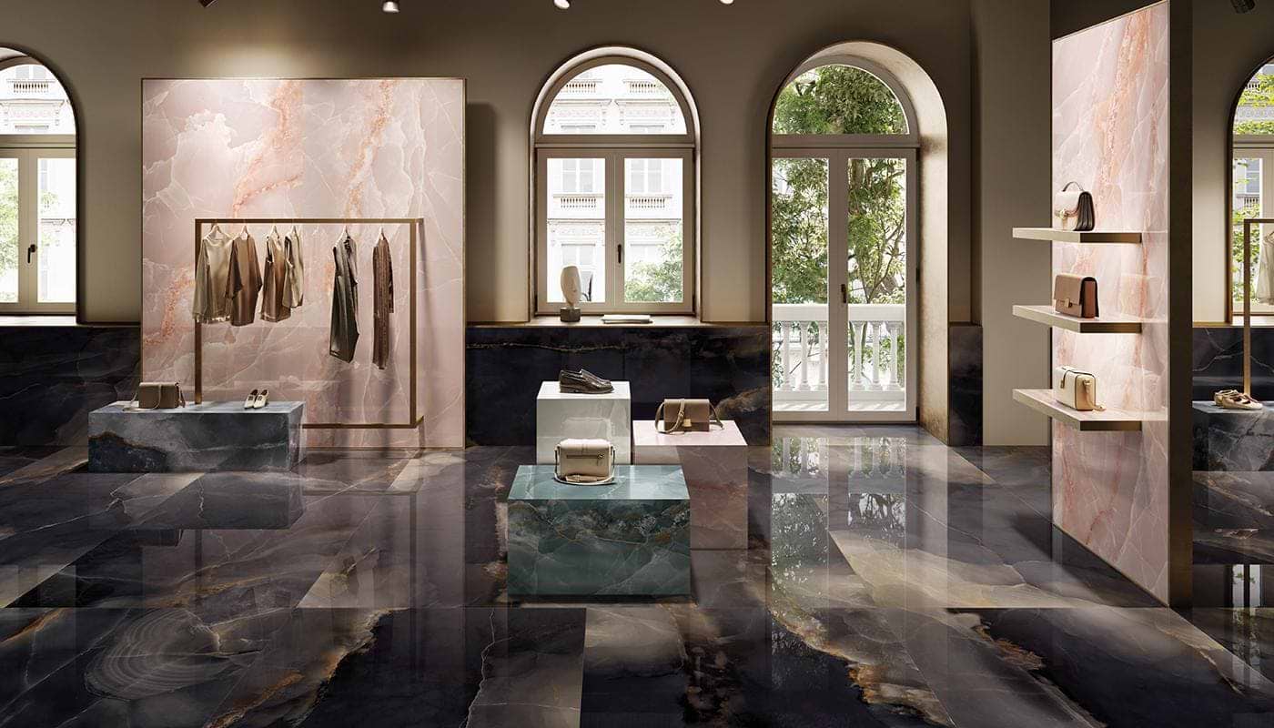 Onyx Black in Polished and Matt Tiles - Hyperion Tiles
