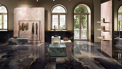 Onyx Black in Polished and Matt Tiles - Hyperion Tiles