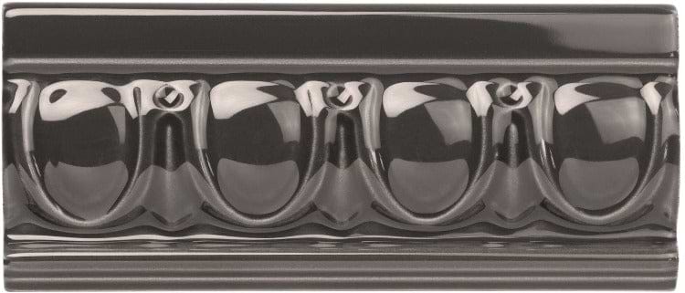 Original Style Tiles - Ceramic 152 x 65mm - Per Piece Jet Black Egg &amp; Dart Moulding