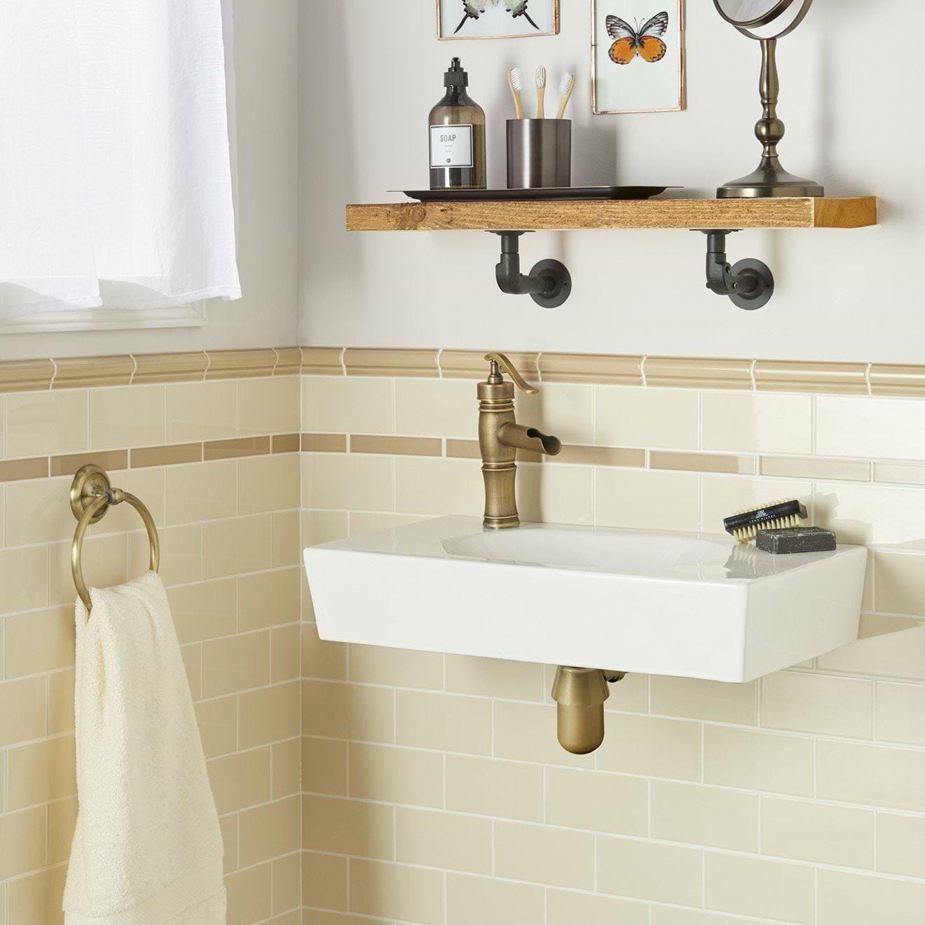 Original Style Tiles - Ceramic 152 x 75 x 7mm Ivory Half Tile