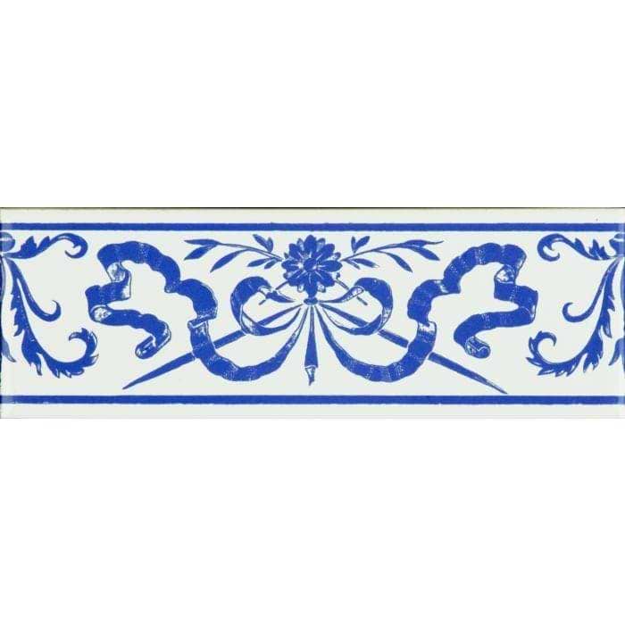 Original Style Tiles - Ceramic 152 x 75 x 7mm - Per Piece Love Knot Royal Blue On Brilliant White