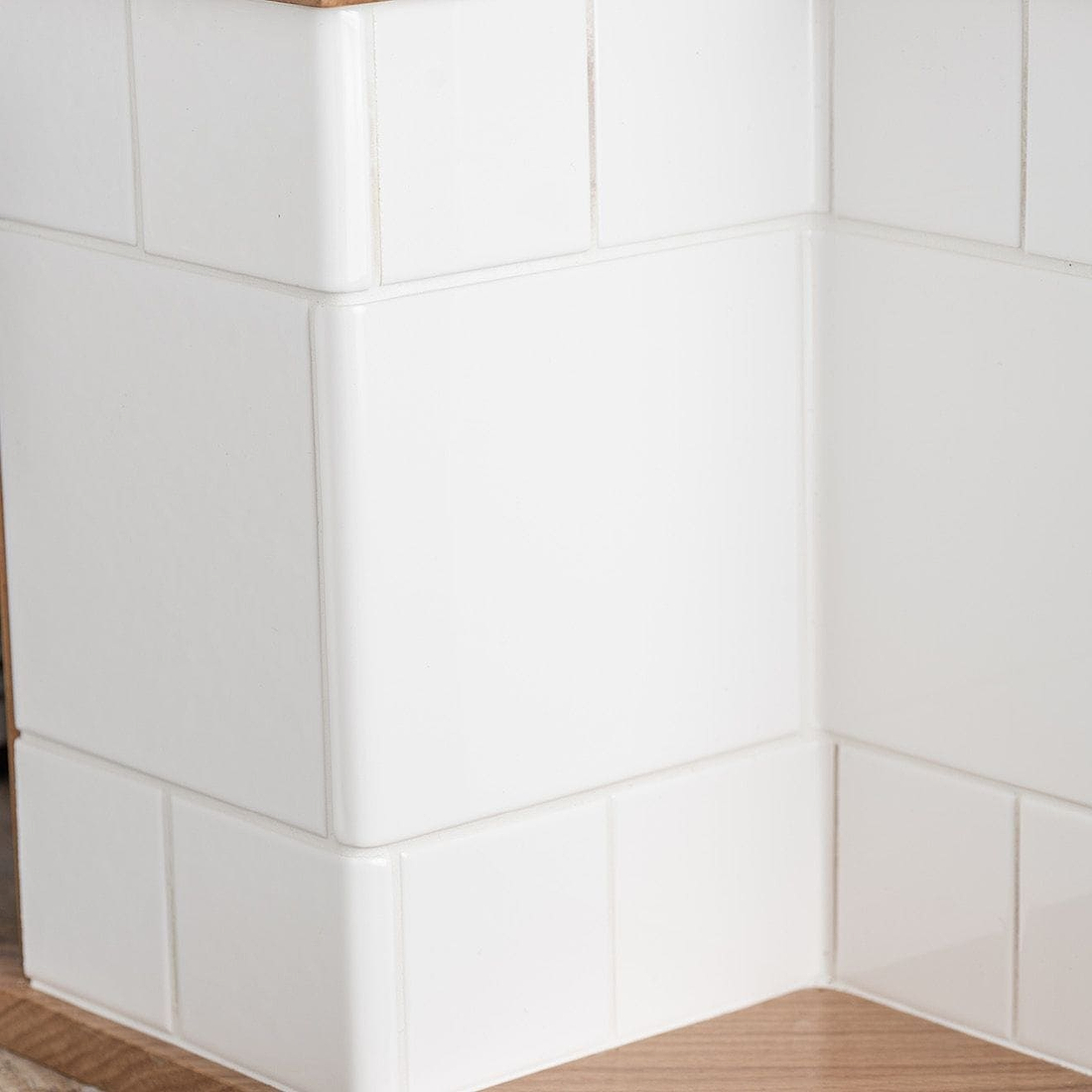 Original Style Tiles - Ceramic 90 x 75mm - Per Piece Internal Half Tile Wrapping Piece Brilliant White