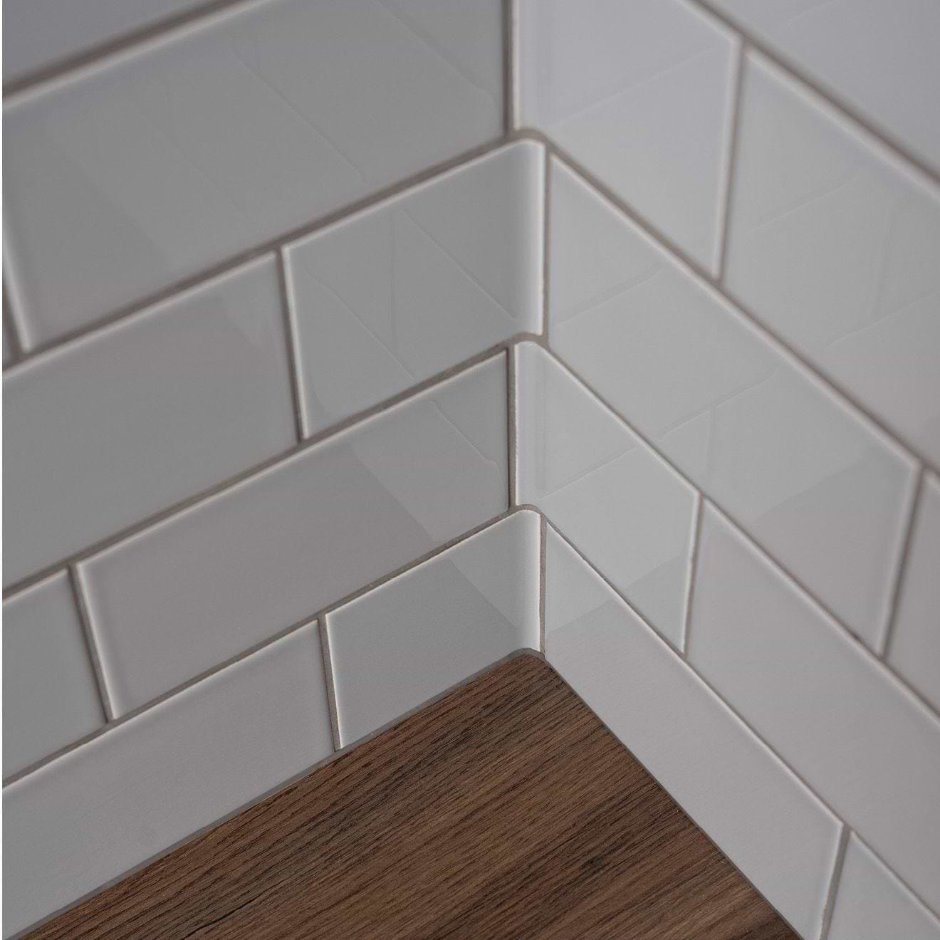 Original Style Tiles - Ceramic 90 x 75mm - Per Piece Internal Half Tile Wrapping Piece Westminster Grey