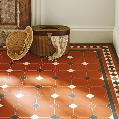 Original Style Tiles - Victorian Harrogate Red Buff and Black