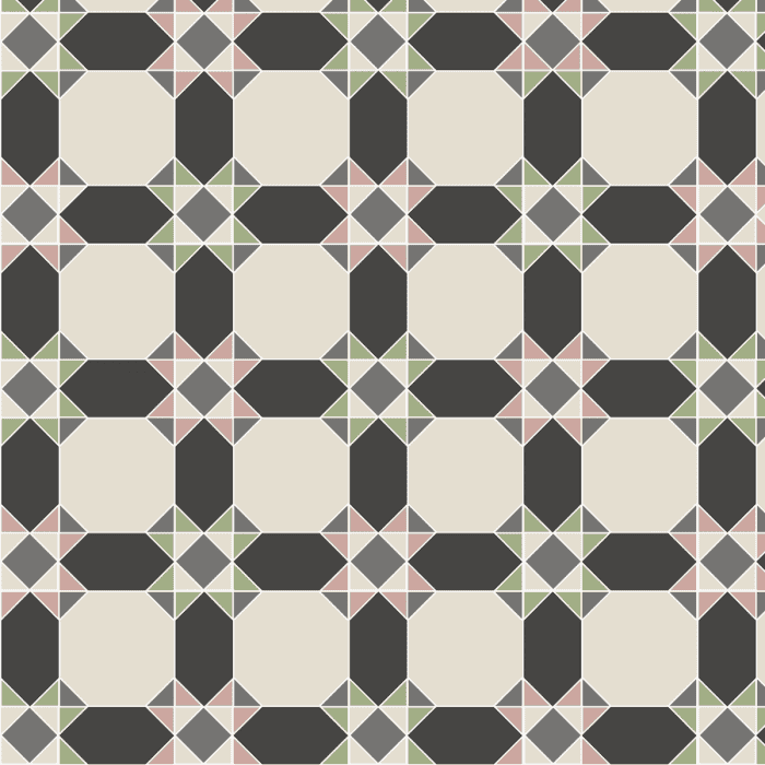 Original Style Tiles - Victorian Inverlochy Carnation Pink and Spring Green