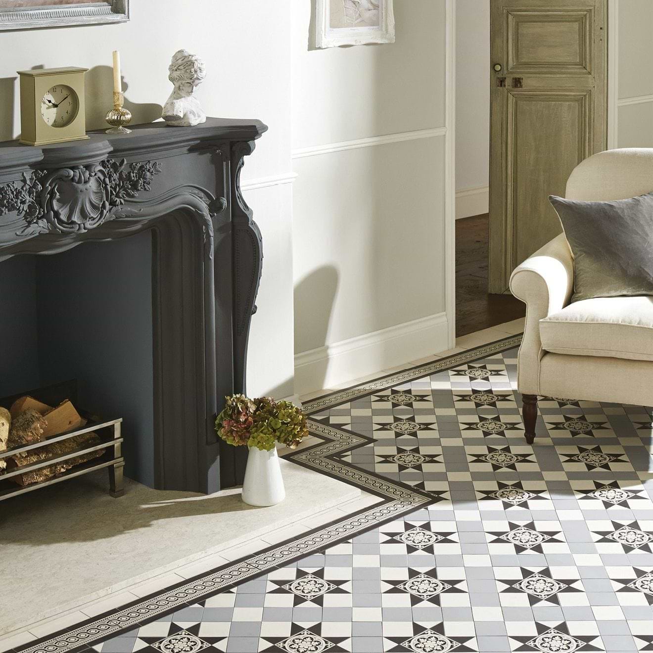Original Style Tiles - Victorian Livingstone Black on Dover White