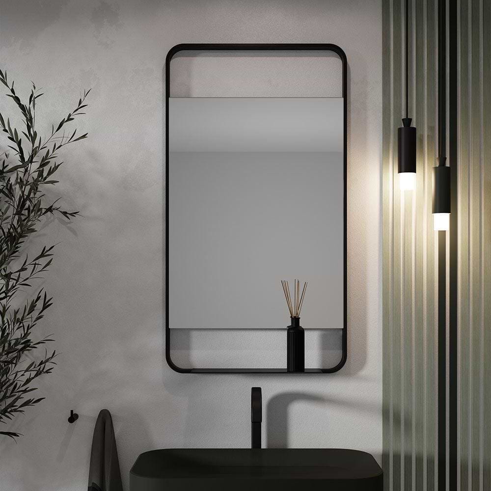 Origins Living Bathroom Mirrors 550 x 1000 x 130mm Ludgate Mirror with Shelf 55x100cm Black
