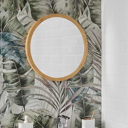 Origins Living Bathroom Mirrors 600 x 600 x 40mm Kenji Mirror Round 60cm in Bamboo