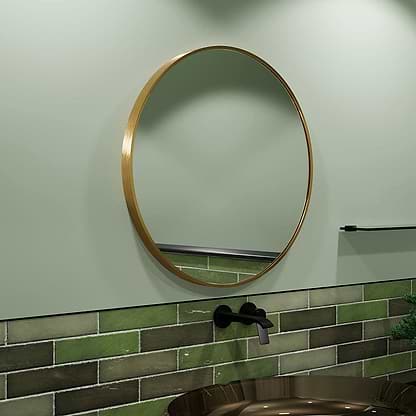 Origins Living Bathroom Mirrors 700 x 700 x 40mm Lomax Round Mirror 70cm Gold