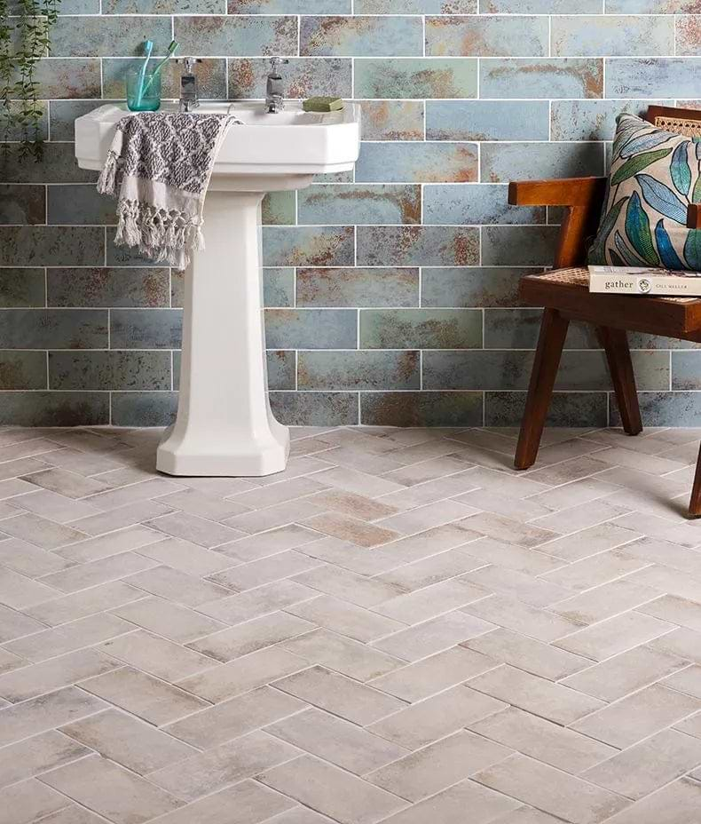 Osterley Porcelain Textured Brick white - Hyperion Tiles