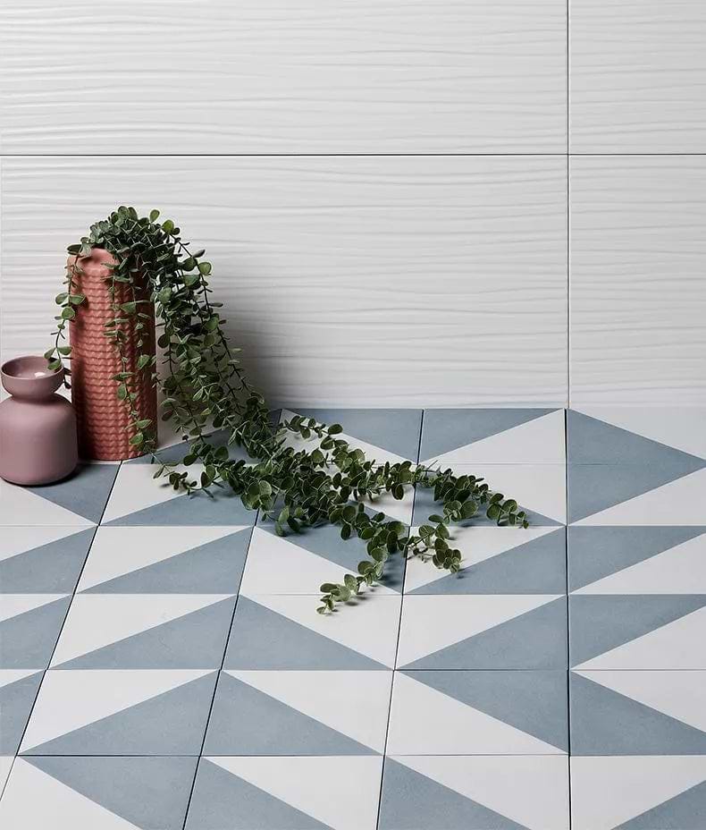 Parisian Café Porcelain Tri Blue - Hyperion Tiles