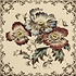 Poppies, Scroll Border Single Tile on Colonial White - Hyperion Tiles