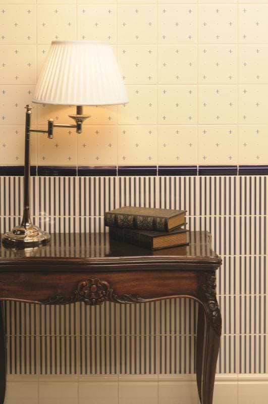 Regency Stripe Royal Blue On Colonial White - Hyperion Tiles