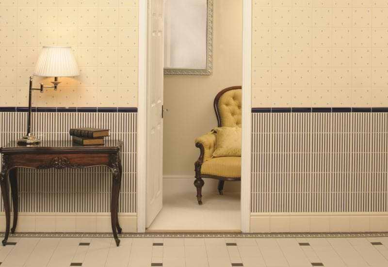 Regency Stripe Royal Blue On Colonial White - Hyperion Tiles