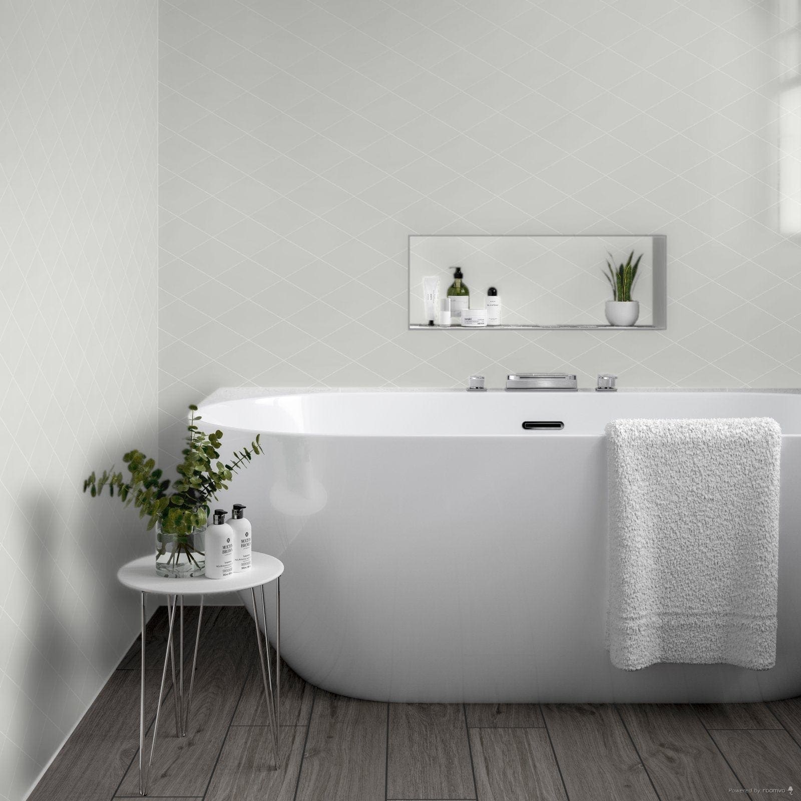 Rhomboid White Ceramic Wall Tile 152x263mm - Hyperion Tiles