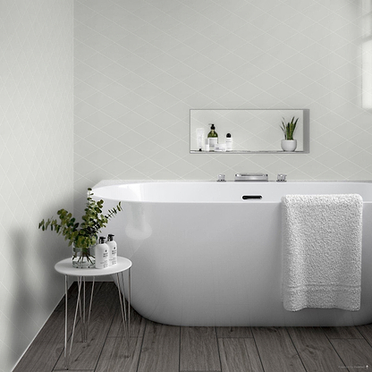 Rhomboid White Ceramic Wall Tile 152x263mm - Hyperion Tiles