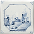 Ship and Island Delft River Scene - Hyperion Tiles