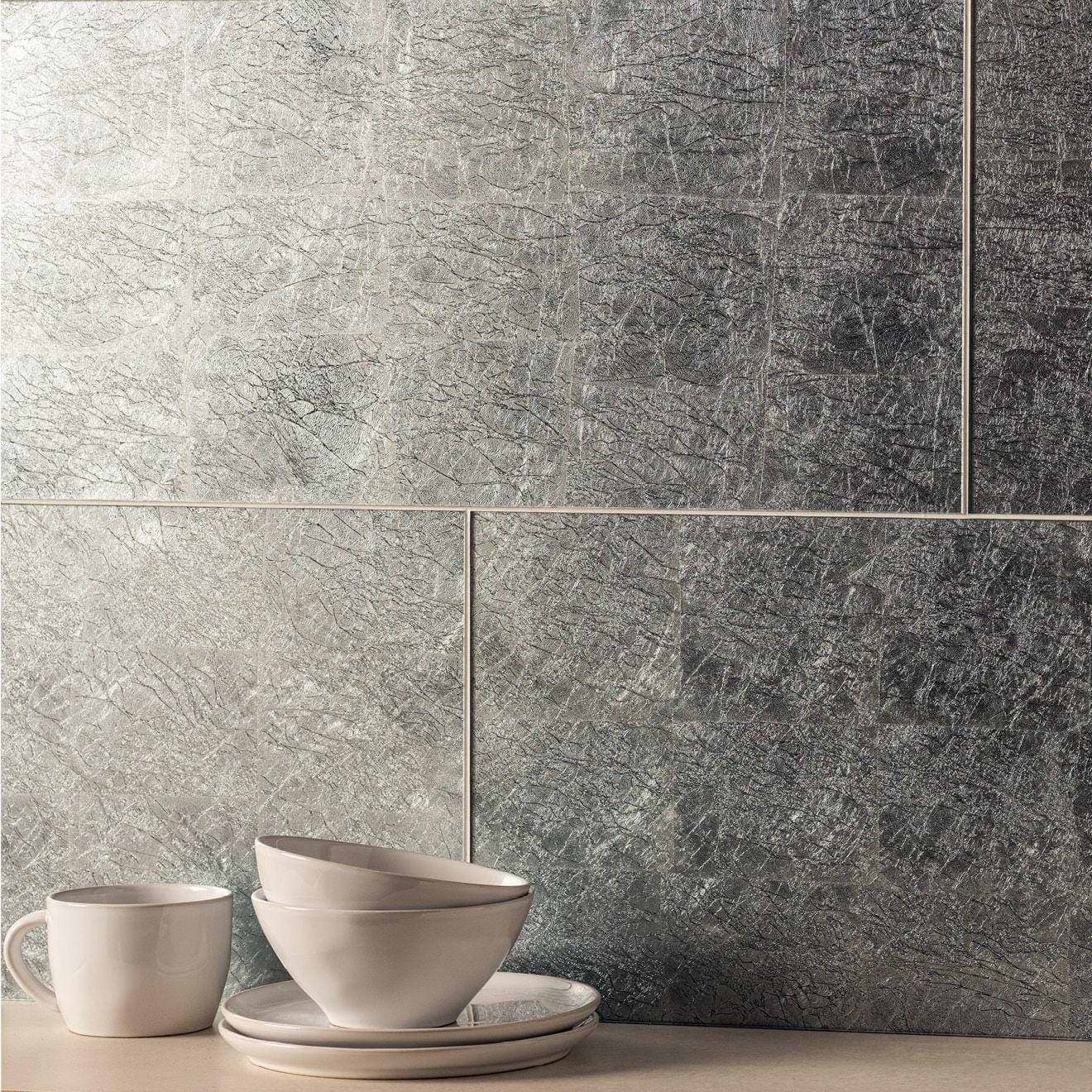 Silver Leaf Bold Decorative Glass - Hyperion Tiles