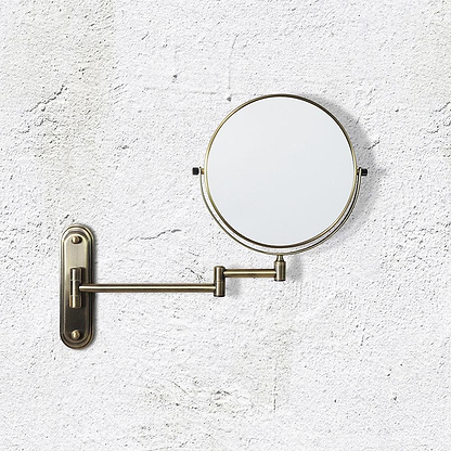 Taylor Reversible 5X Magnifying Wall Mirror Aged Brass - Hyperion Tiles