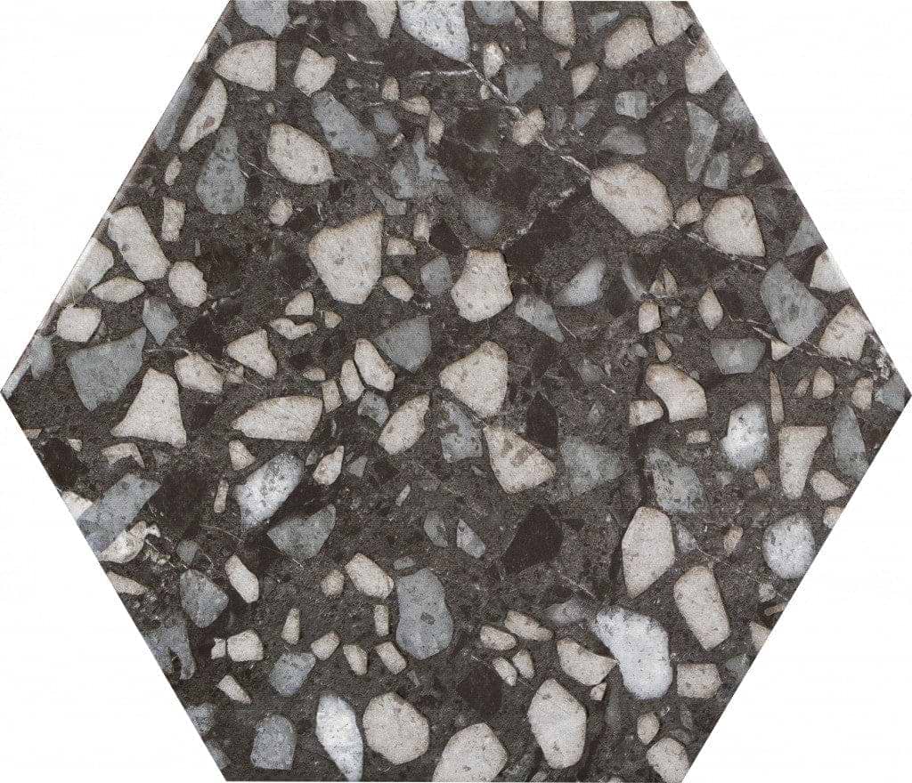 Terrazzo Hexagon Black - Hyperion Tiles