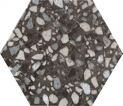 Terrazzo Hexagon Black - Hyperion Tiles