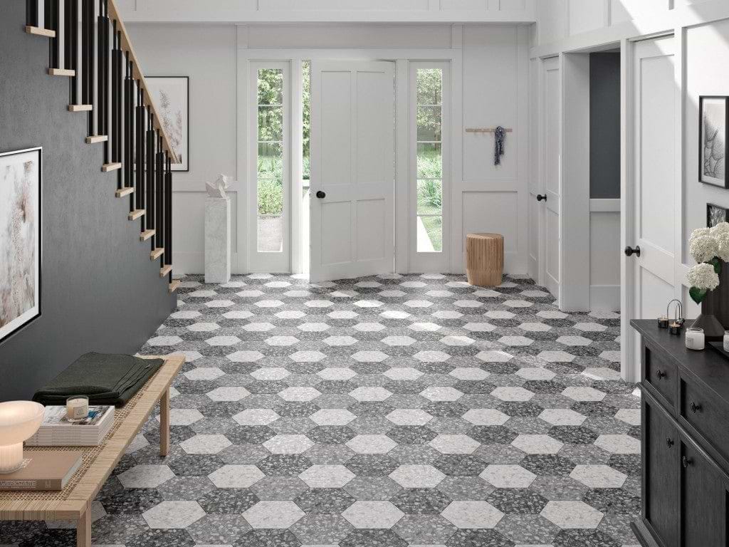 Terrazzo Hexagon Black - Hyperion Tiles