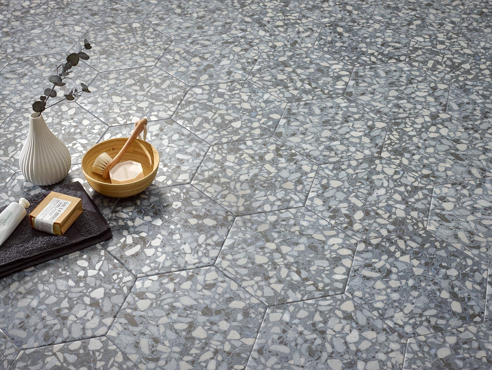 Terrazzo Hexagon Blue - Hyperion Tiles