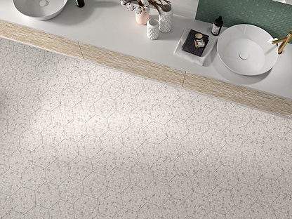 Terrazzo Hexagon Talc - Hyperion Tiles