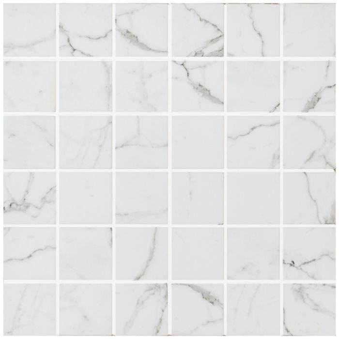 Torcello White Square Mosaic Recycled Glass - Hyperion Tiles