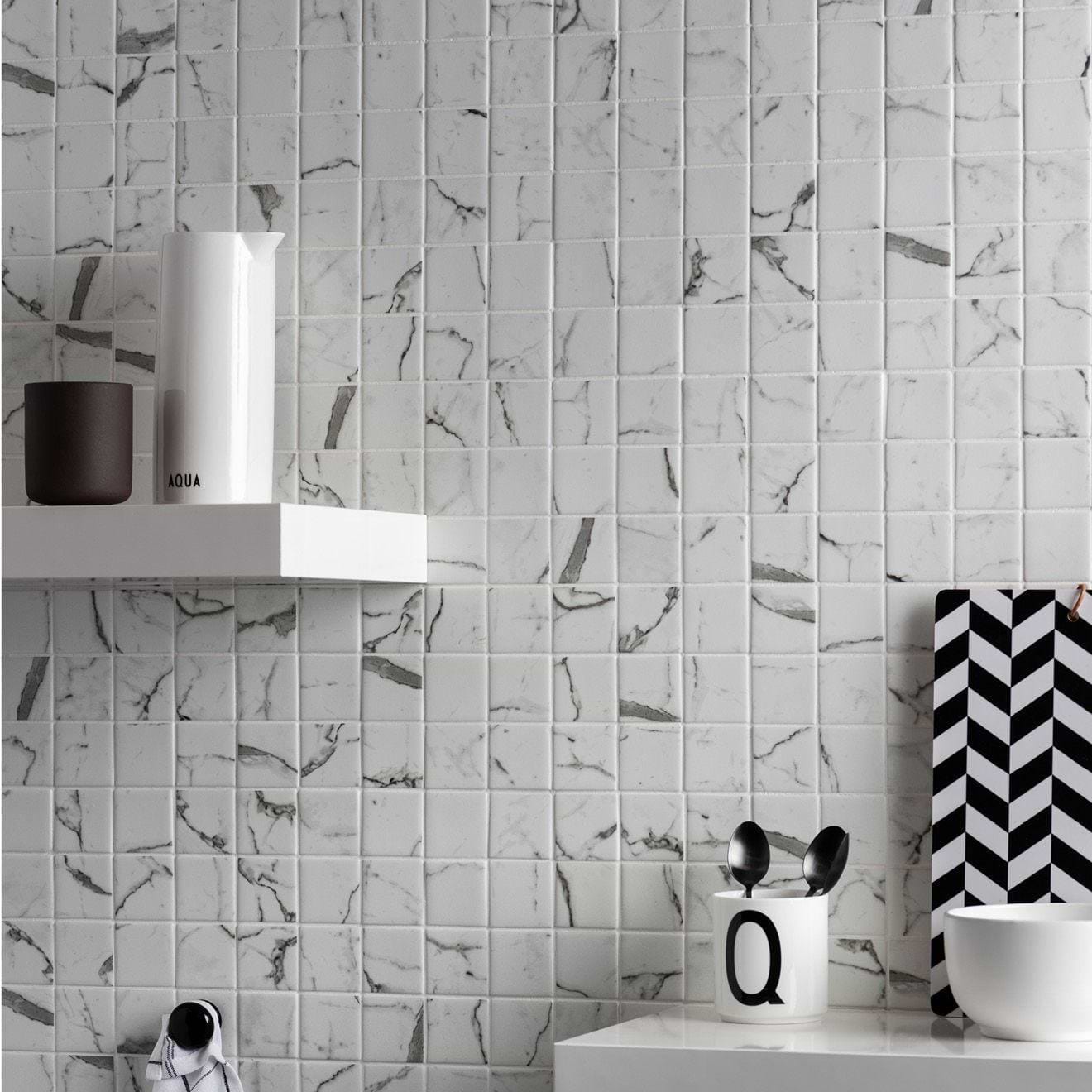 Torcello White Square Mosaic Recycled Glass - Hyperion Tiles