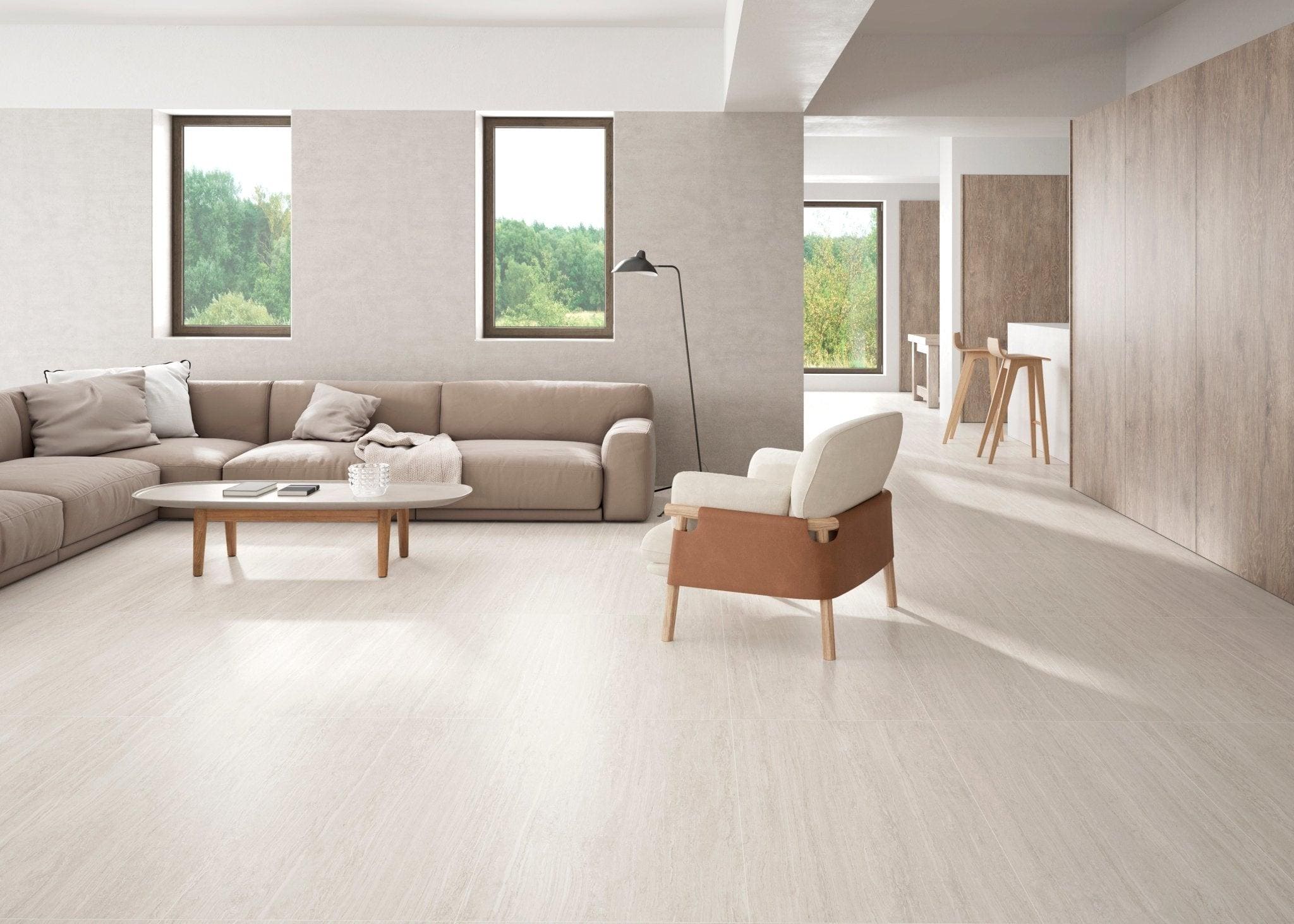 Travertine Silver Satin Porcelain Tiles - Hyperion Tiles
