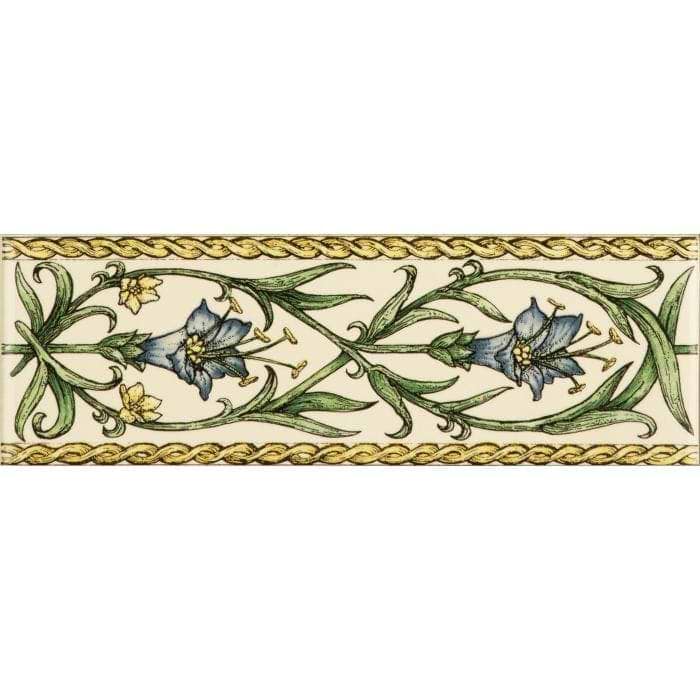 Trumpet Gentian Blue Classical Decorative Border on Colonial White - Hyperion Tiles