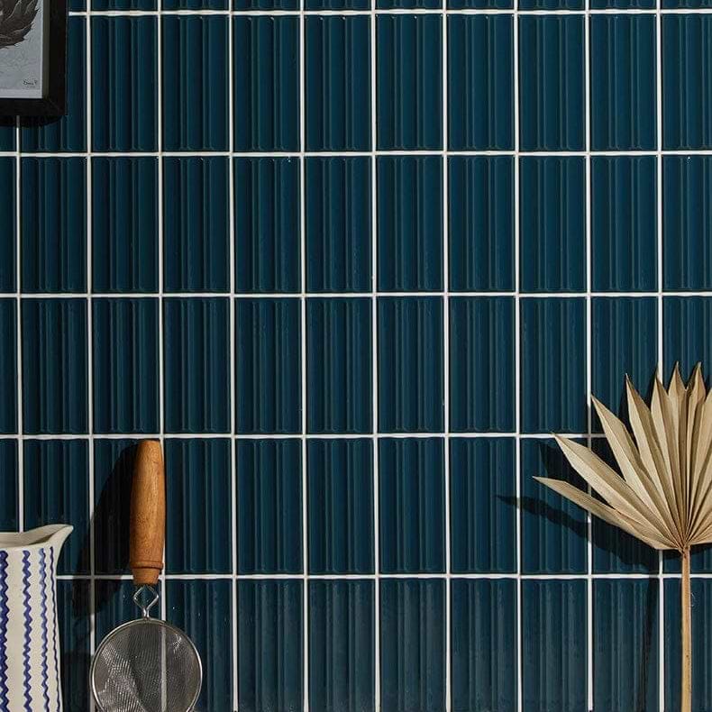 Tunstall Ceramic Peacock Blue Fluted Brick - Hyperion Tiles