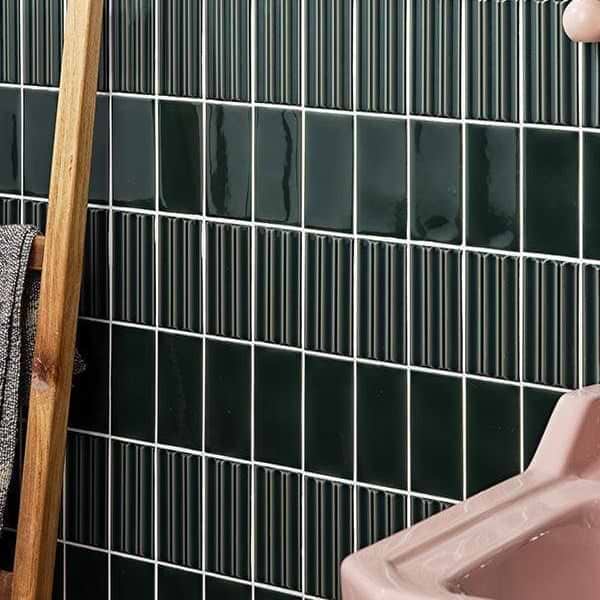 Tunstall Ceramic Royal Green Fluted Brick - Hyperion Tiles