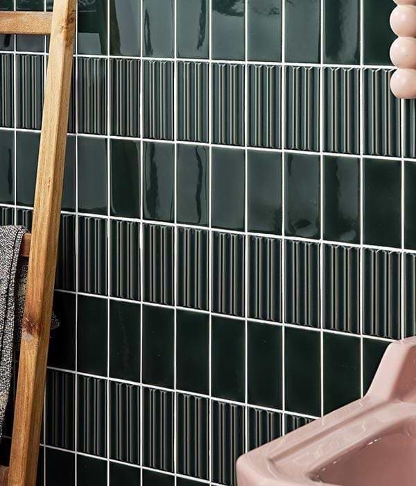 Tunstall Ceramic Royal Green Fluted Brick - Hyperion Tiles