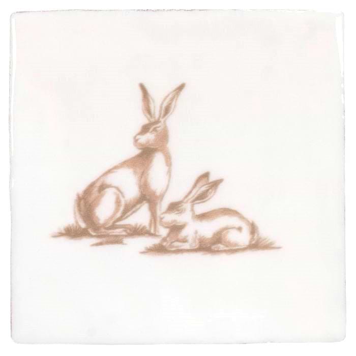 Warren of Hares Sepia on Cotton - Hyperion Tiles