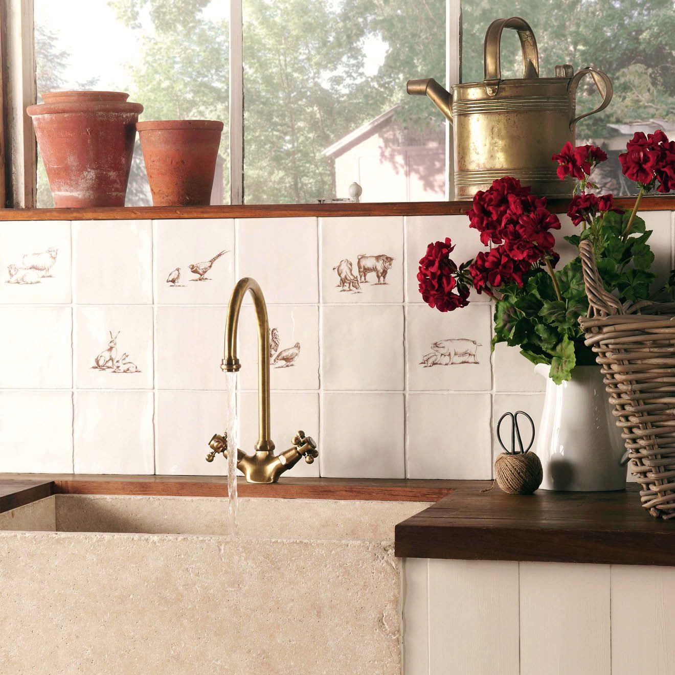 Warren of Hares Sepia on Palomino - Hyperion Tiles