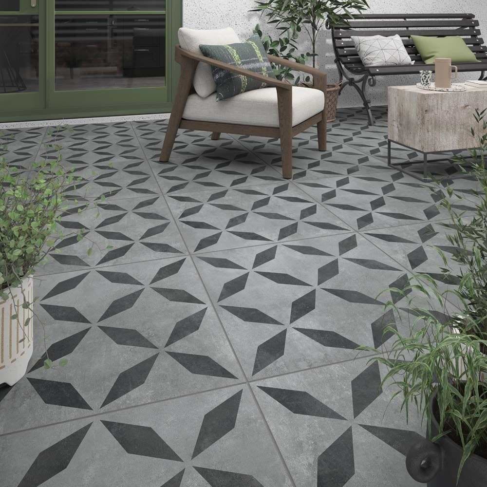 Welford Geometric Grey 600x600x20mm - Hyperion Tiles