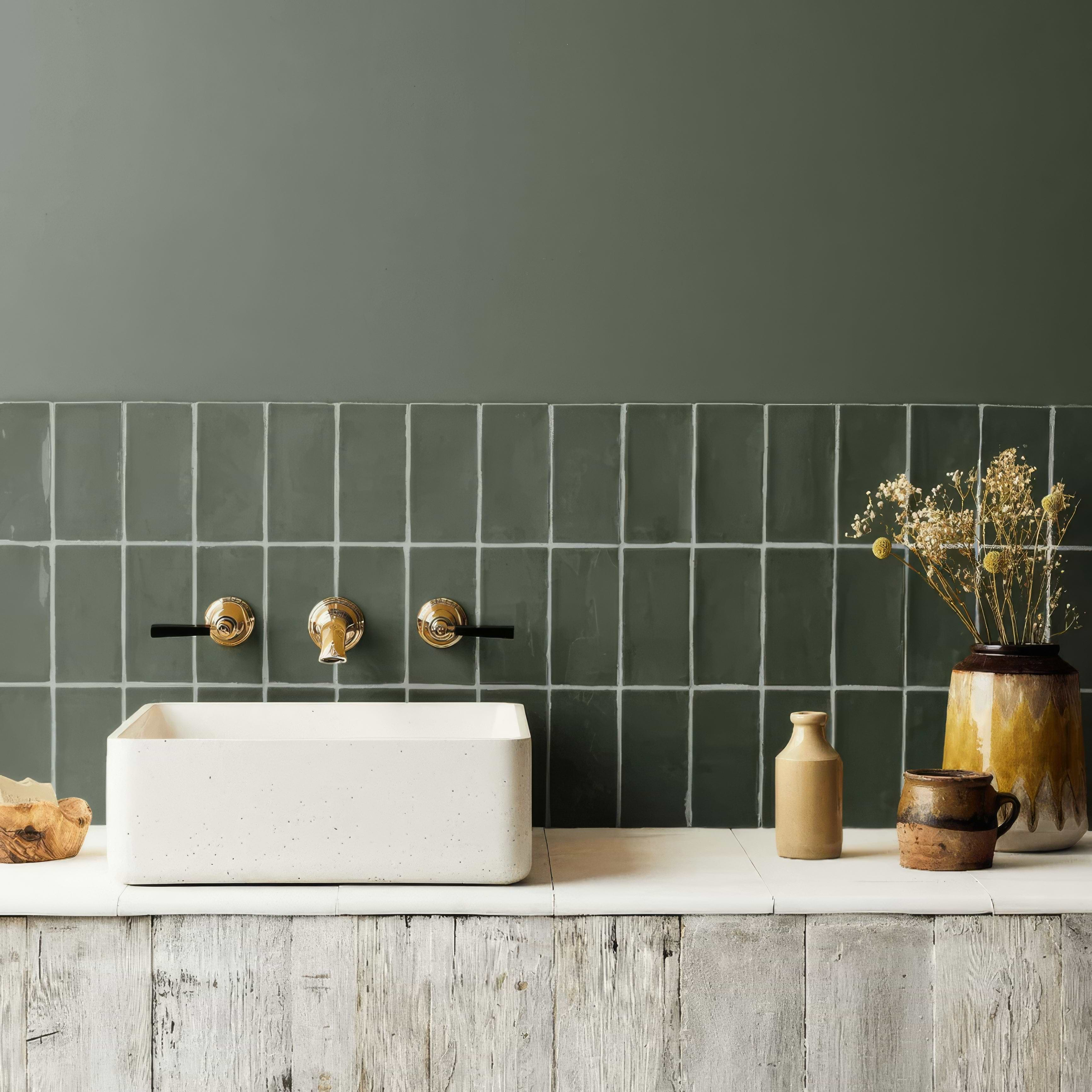 Bay Green Glazed Metro Tile - Hyperion Tiles