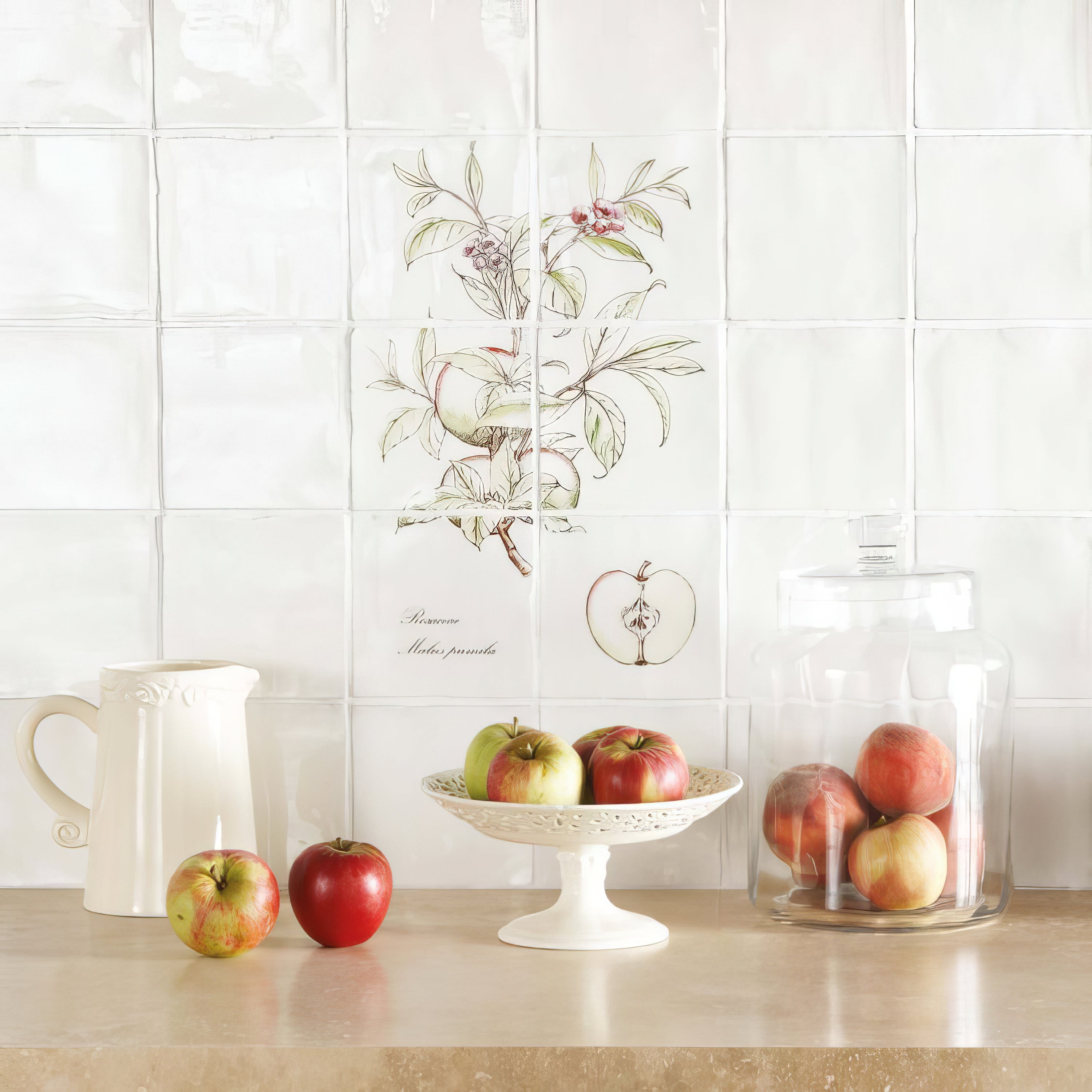 Apple 6 tile panel on Cotton - Hyperion Tiles