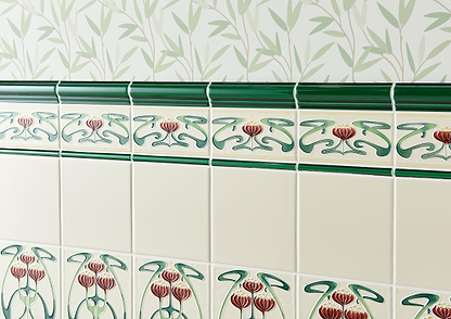 Belle Epoque Tube-Lined Single Tile on County White - Hyperion Tiles