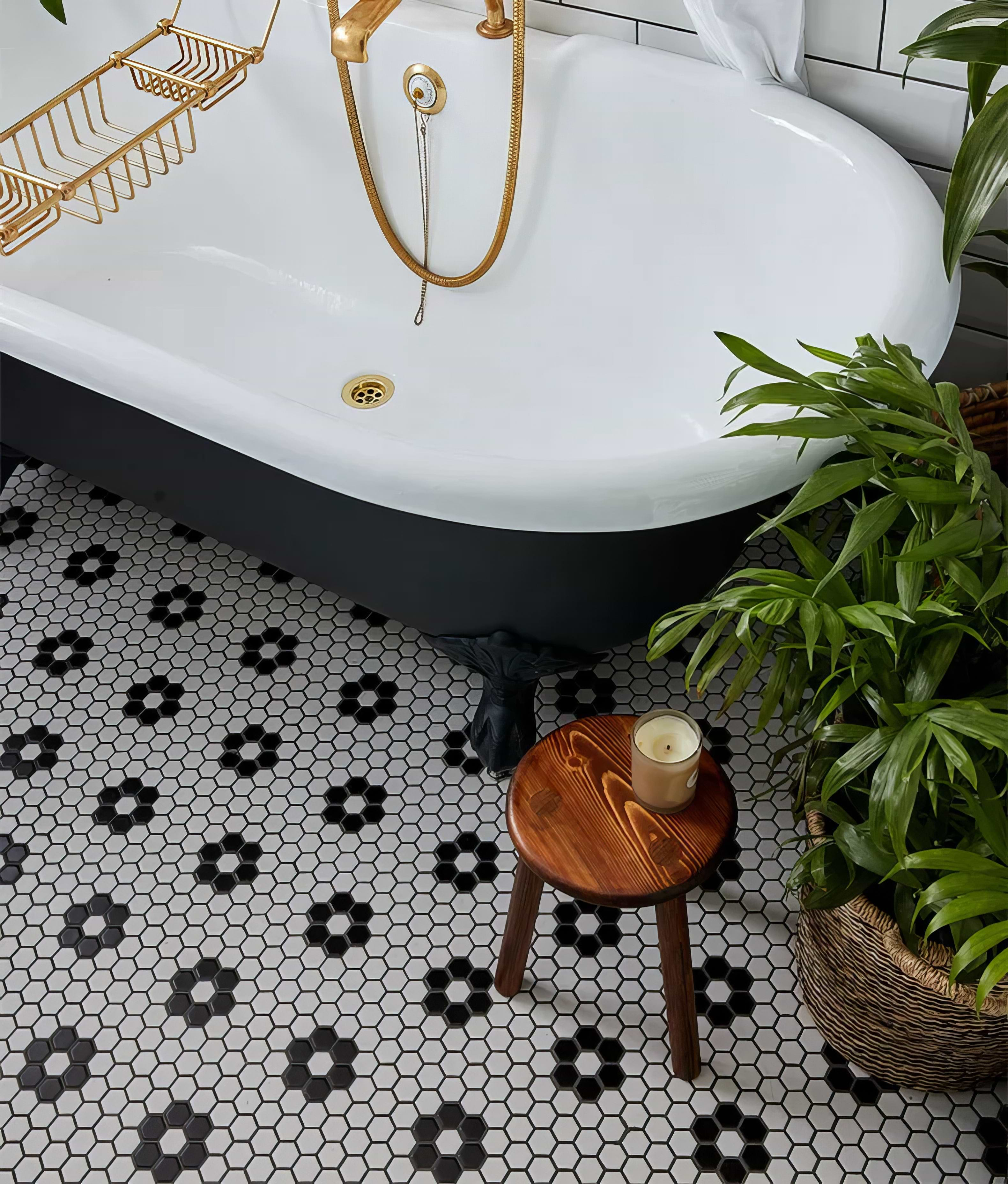 Mono Hex Porcelain Daisy - Hyperion Tiles