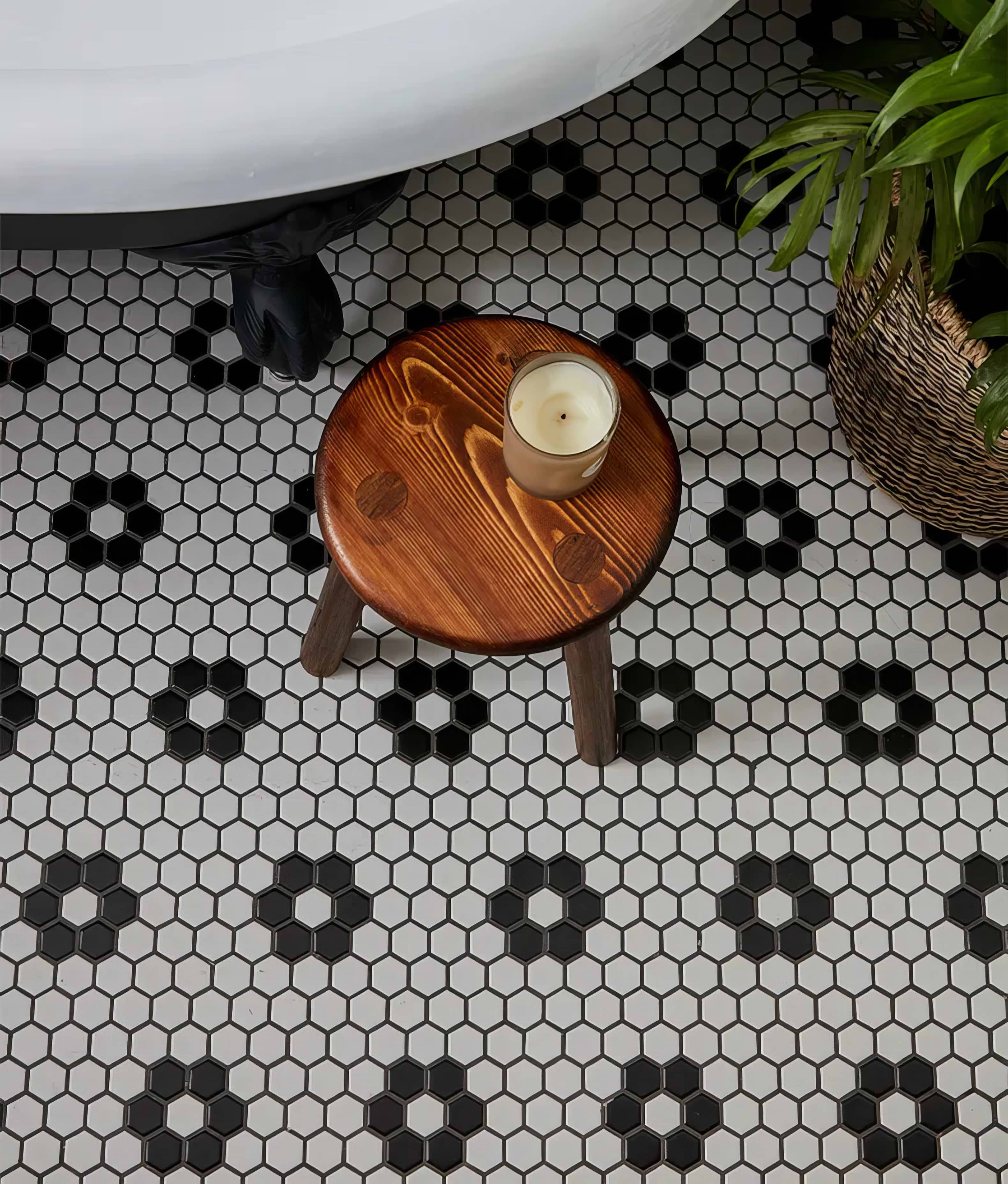 Mono Hex Porcelain Daisy - Hyperion Tiles