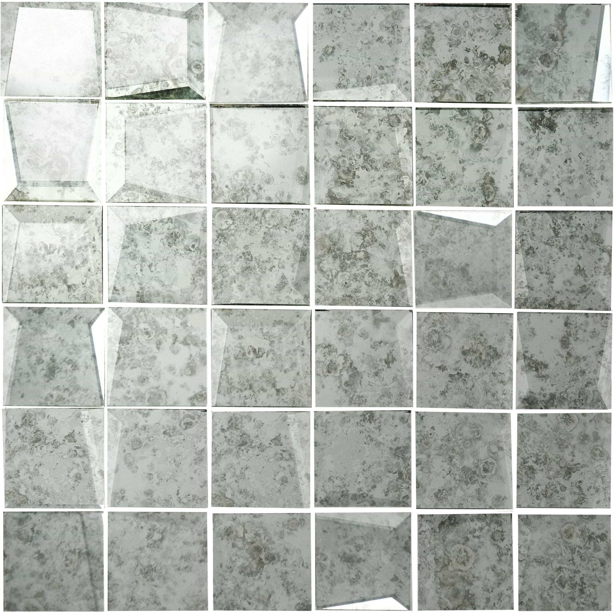 50mm Facet Mosaic Antique Mirror White - Hyperion Tiles