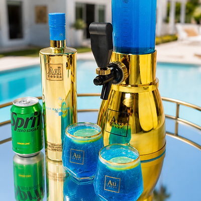 Au Vodka Gold Beverage Tower & Bottle
