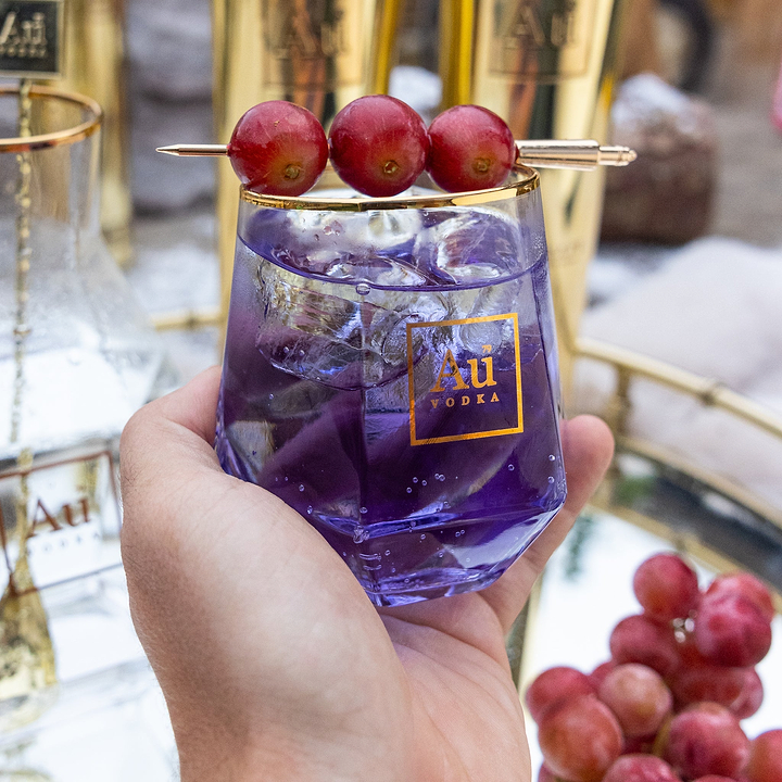 Black Grape Diamond Cut Glass