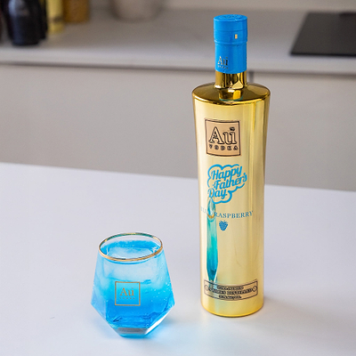 Au Vodka USA Happy Fathers Day Blue Raspberry bottle and glass