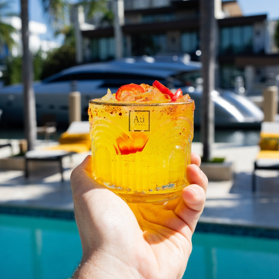 Au Vodka Miami Mango 700ml & Mango Margarita Glass