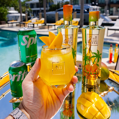 Au Vodka Miami Mango & Diamond Cut Glass